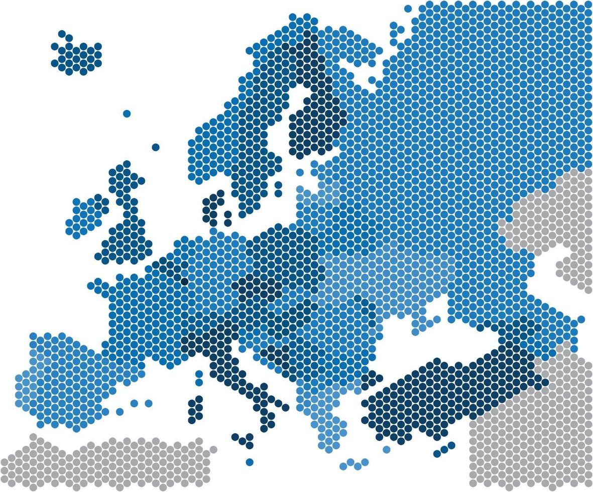 Forme hexagonale de la géométrie de la carte de l'Europe sur fond blanc vecteur