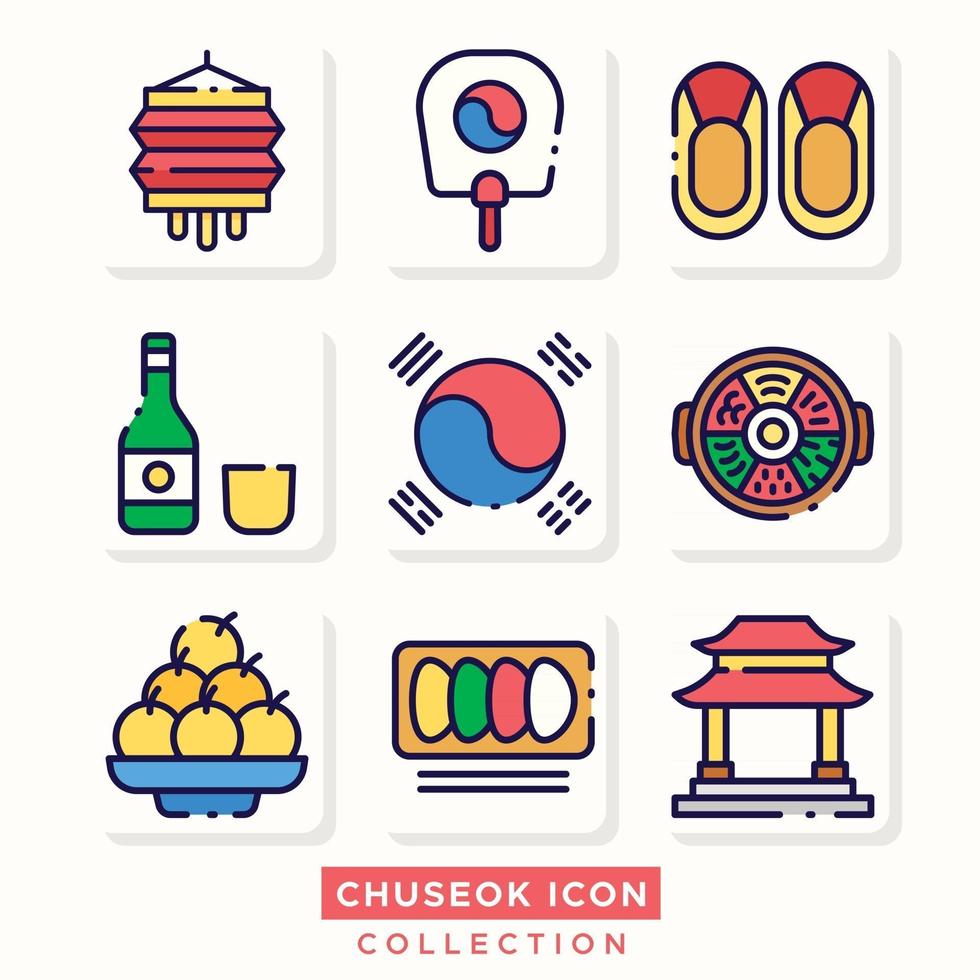 icône de chuseok festival dautomne coréen vecteur