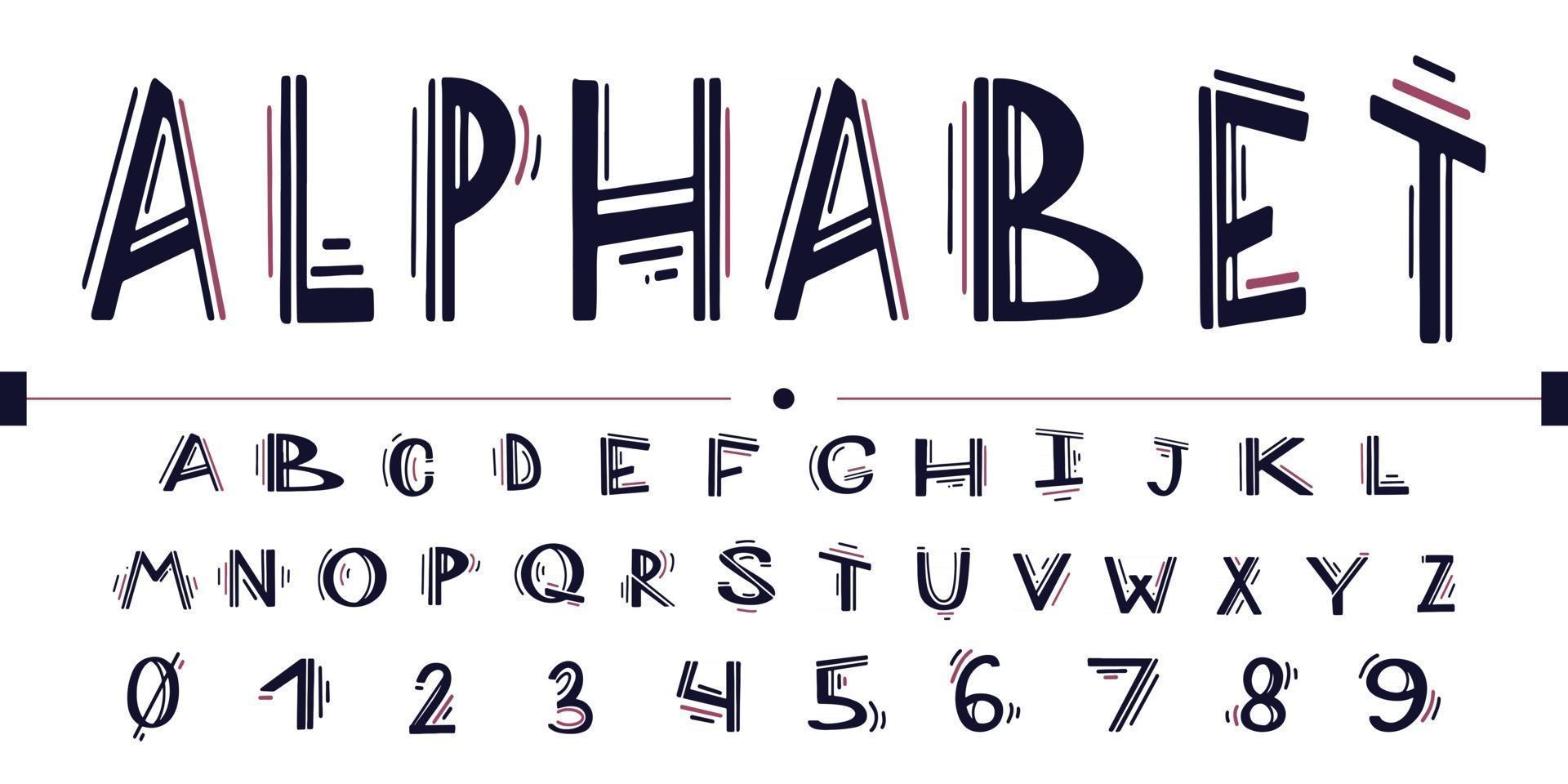 alphabet de lettrage à la main et art typographique pour les dessins vecteur