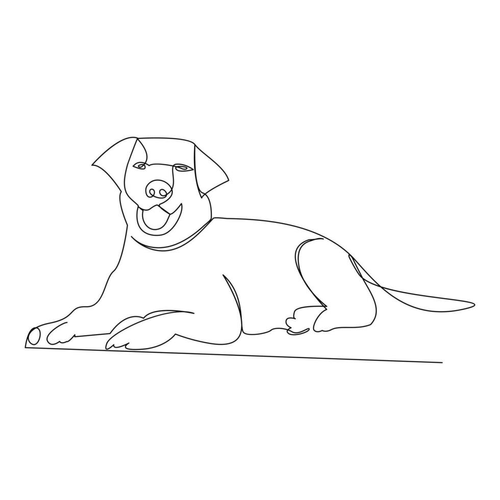 continu un ligne chien animal de compagnie contour vecteur art dessin