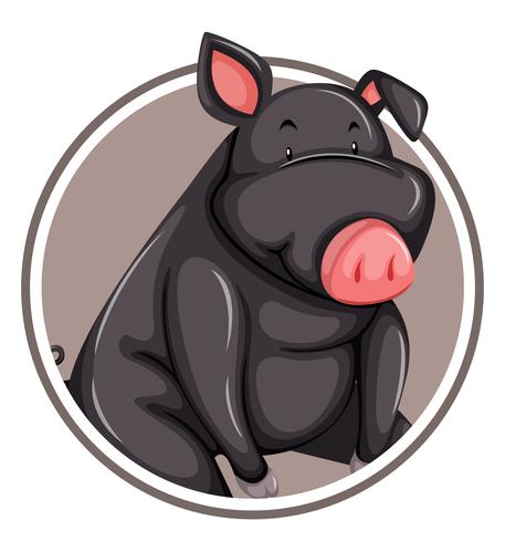 Modèle de cochon noir sur cercle vecteur