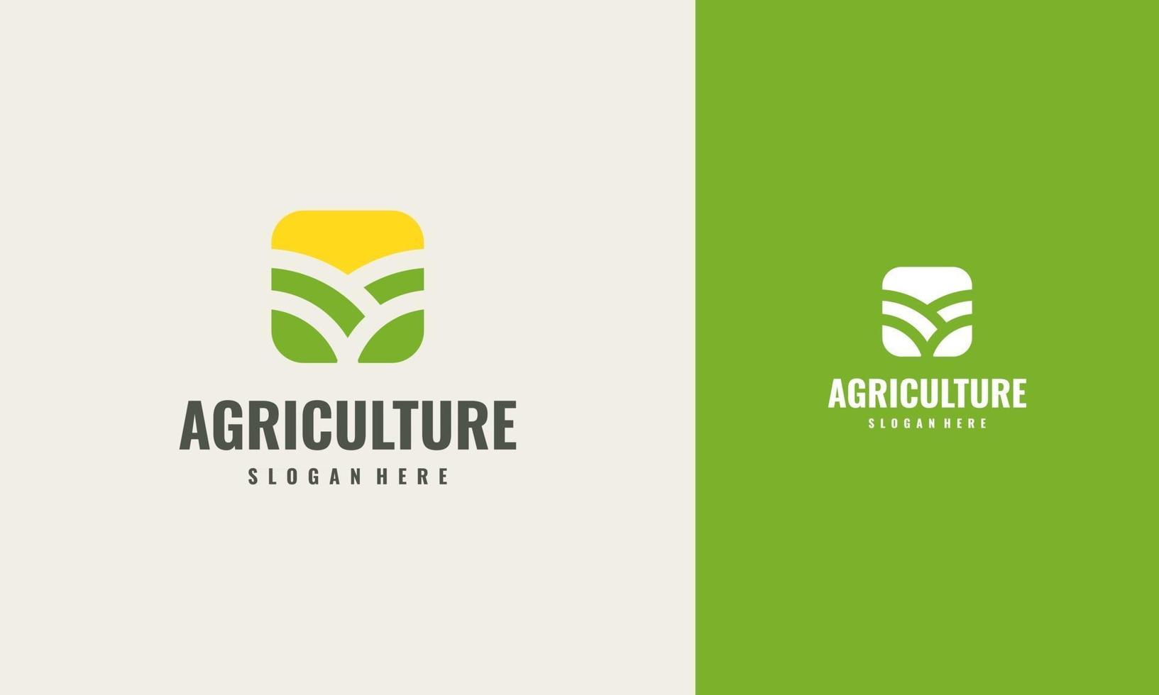modèle de conception de concept créatif de logo agricole emblématique, feuille verte vecteur