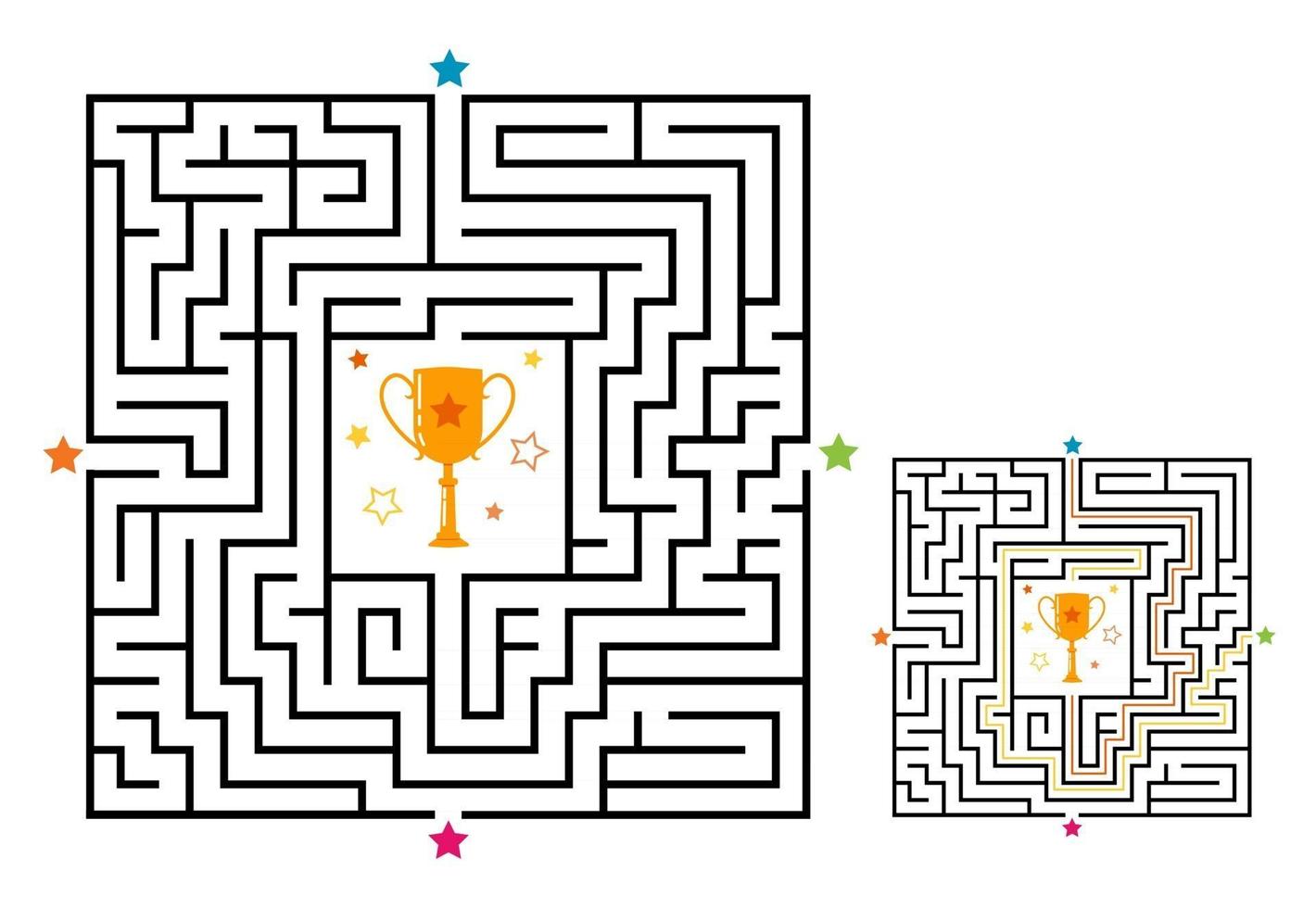 jeu de labyrinthe de labyrinthe carré pour les enfants. énigme de la logique du labyrinthe vecteur