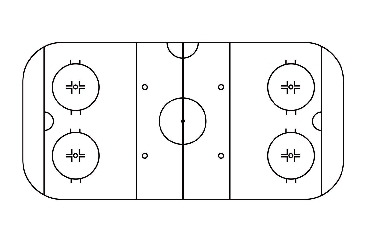 plan de terrain de hockey sur glace. vue d'en-haut. noir et blanc vecteur