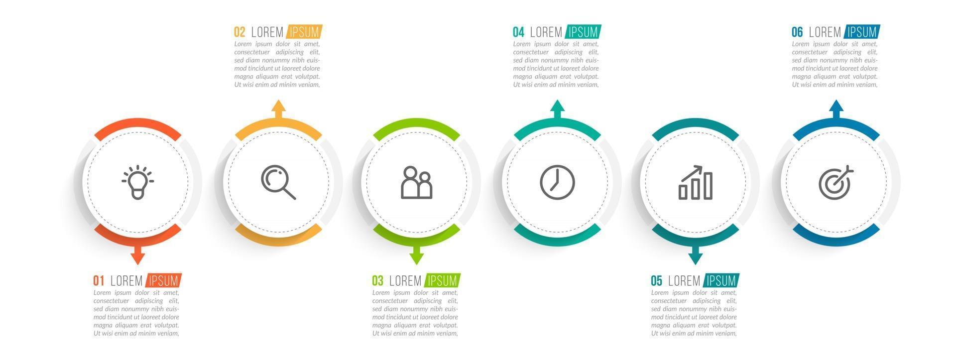 modèle de conception infographique simple en 6 étapes vecteur