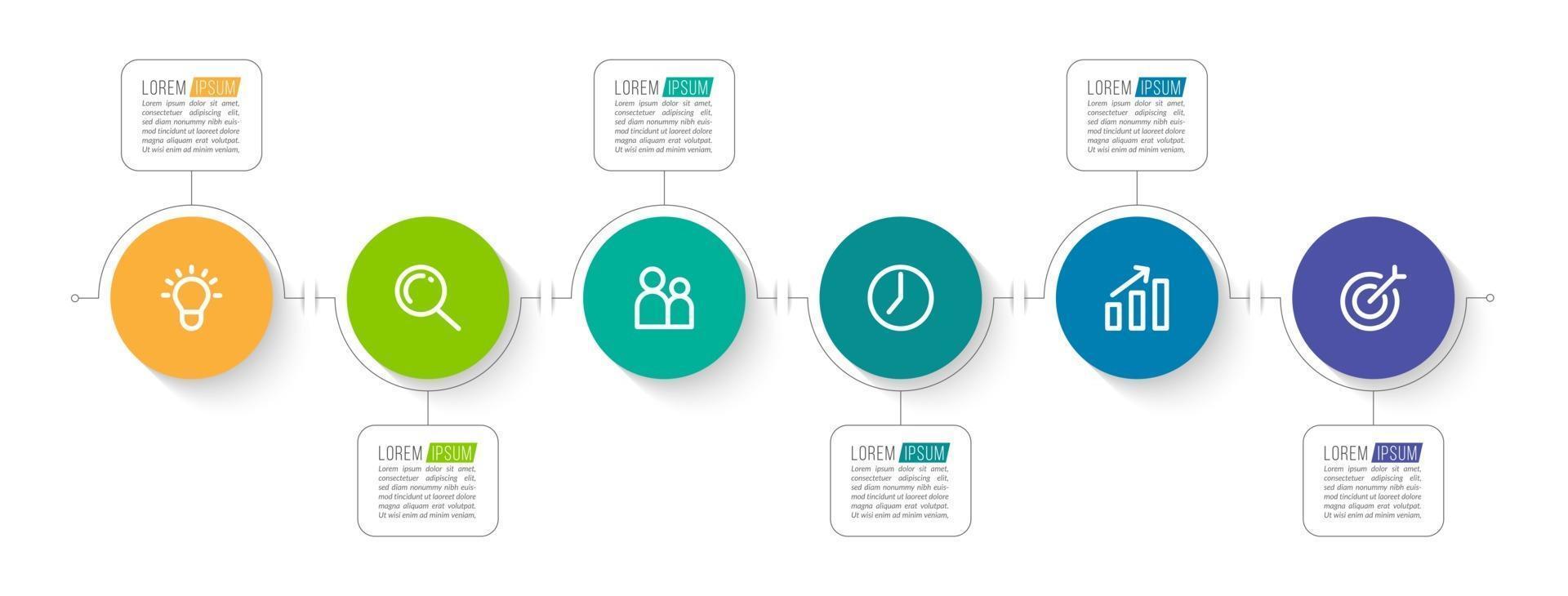 processus d'infographie d'entreprise avec 6 étapes vecteur