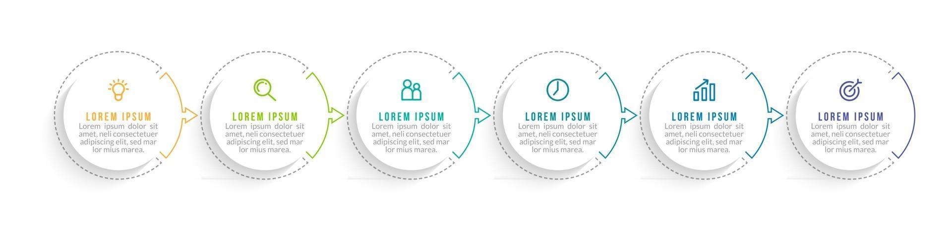 modèle de conception infographique simple en 6 étapes vecteur