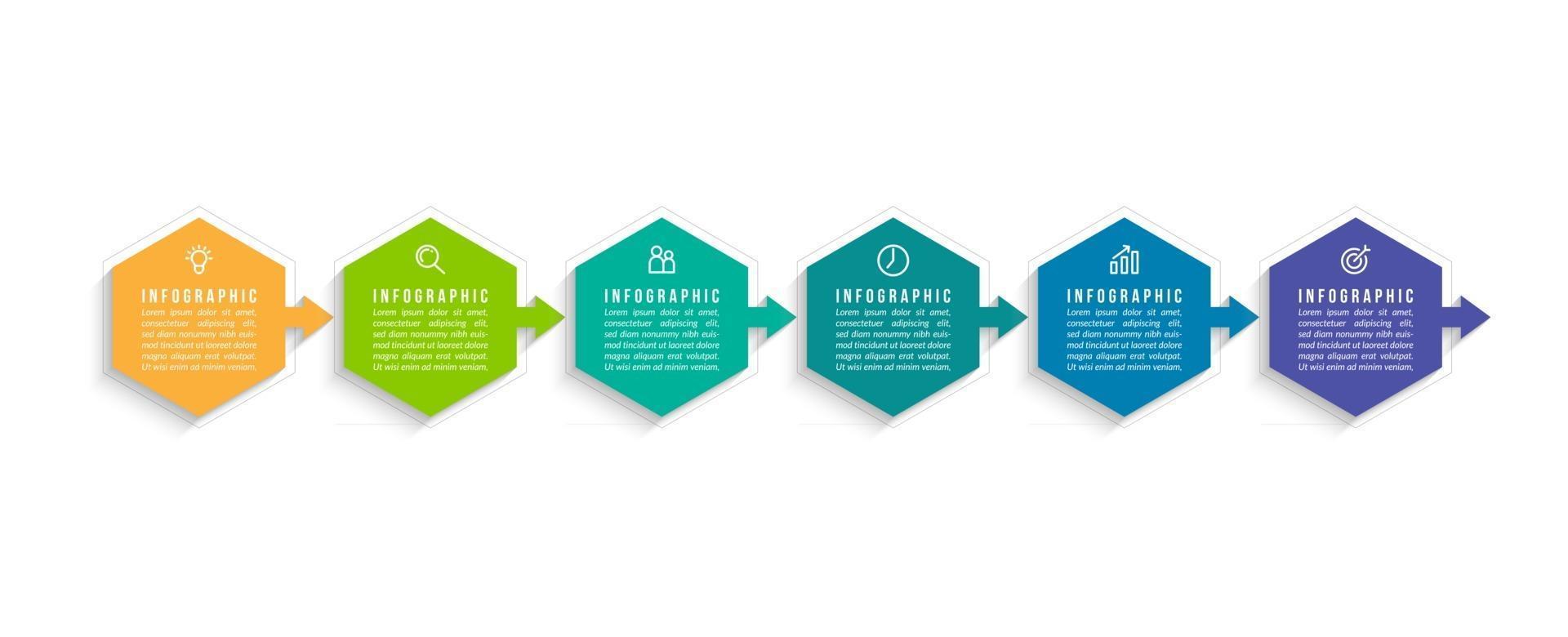 processus d'infographie d'entreprise avec 6 étapes vecteur