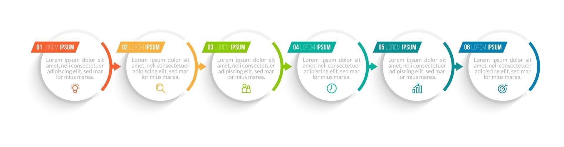 modèle de conception infographique simple en 6 étapes vecteur