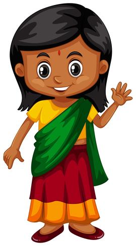 Petite fille de Srilanka en agitant vecteur