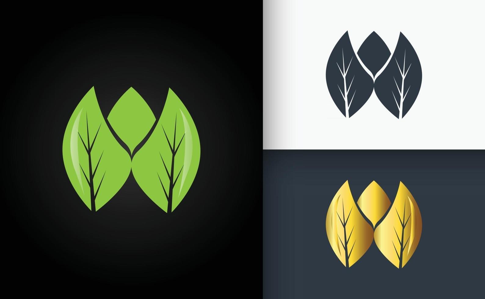 création de logo naturel feuille verte dorée et noire vecteur