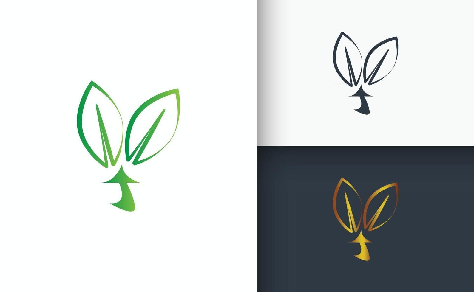 création de logo naturel feuille verte dorée et noire vecteur