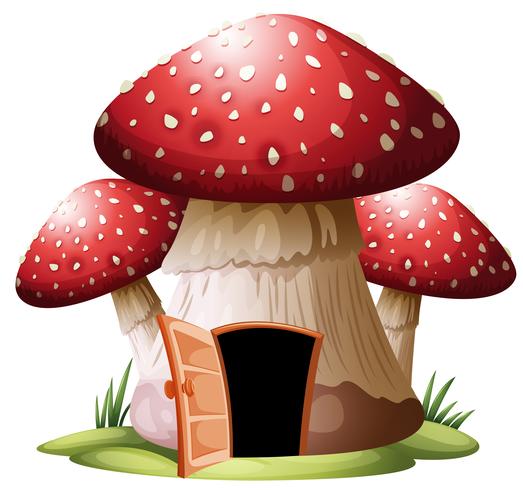 Une maison aux champignons sur fond de whiyr vecteur