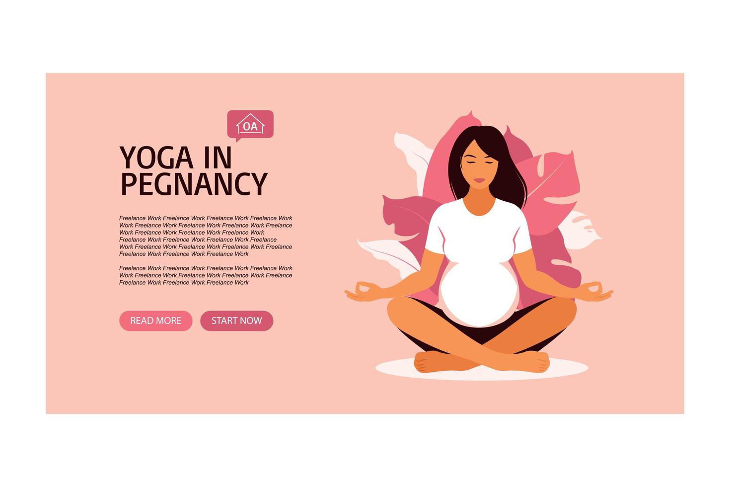 femme enceinte faisant du yoga prénatal. modèle de page de destination. vecteur