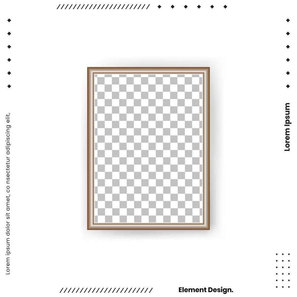 cadre doré carré avec ombre isolée vecteur