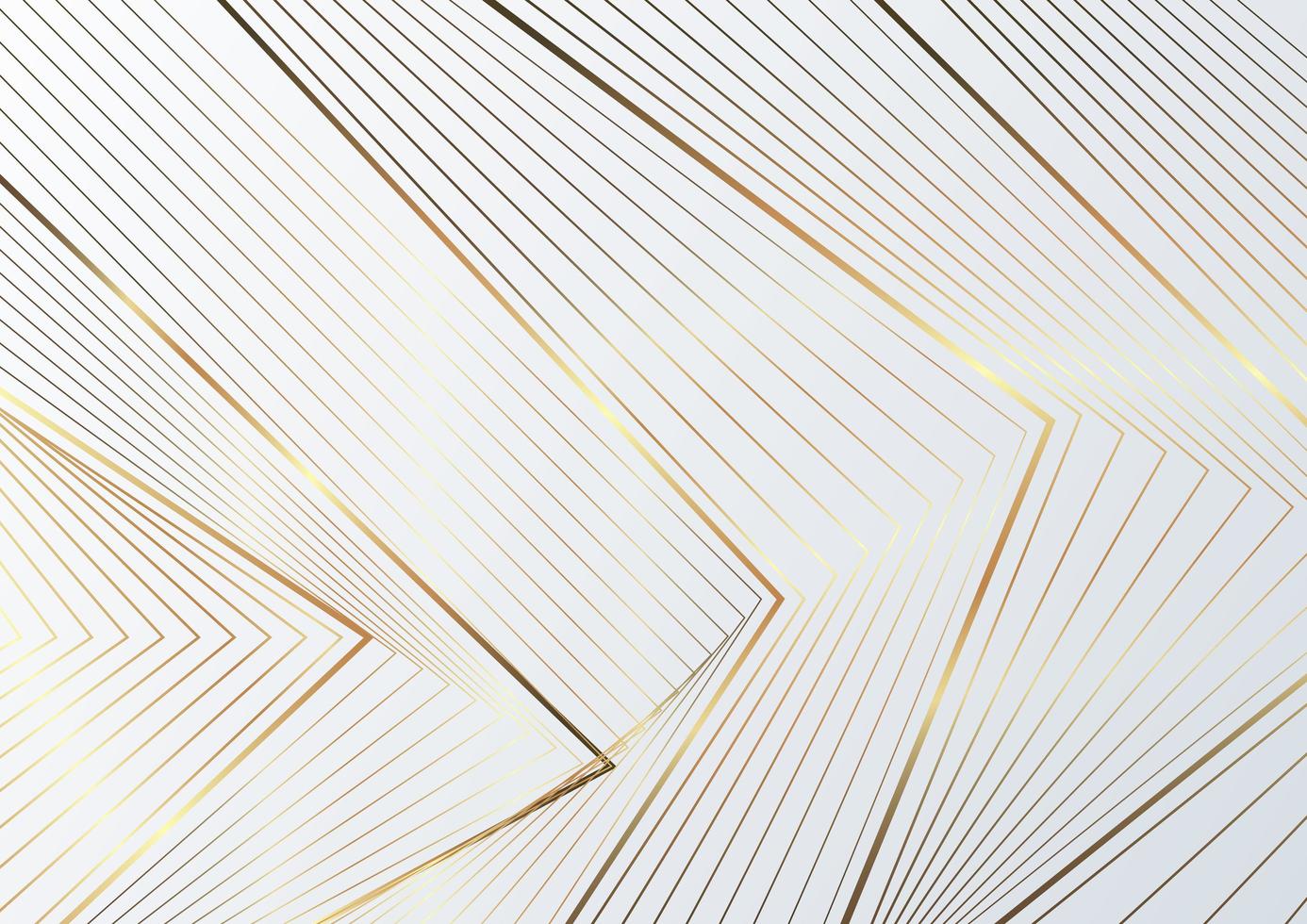 triangles abstraits lignes dorées luxe sur fond blanc. vecteur