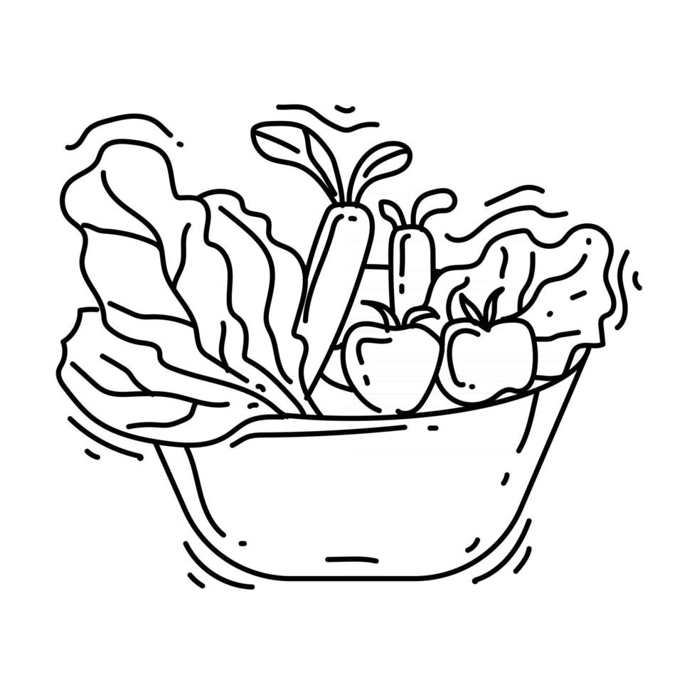 icône de nourriture de jardinage. jeu d'icônes dessinées à la main, contour noir vecteur