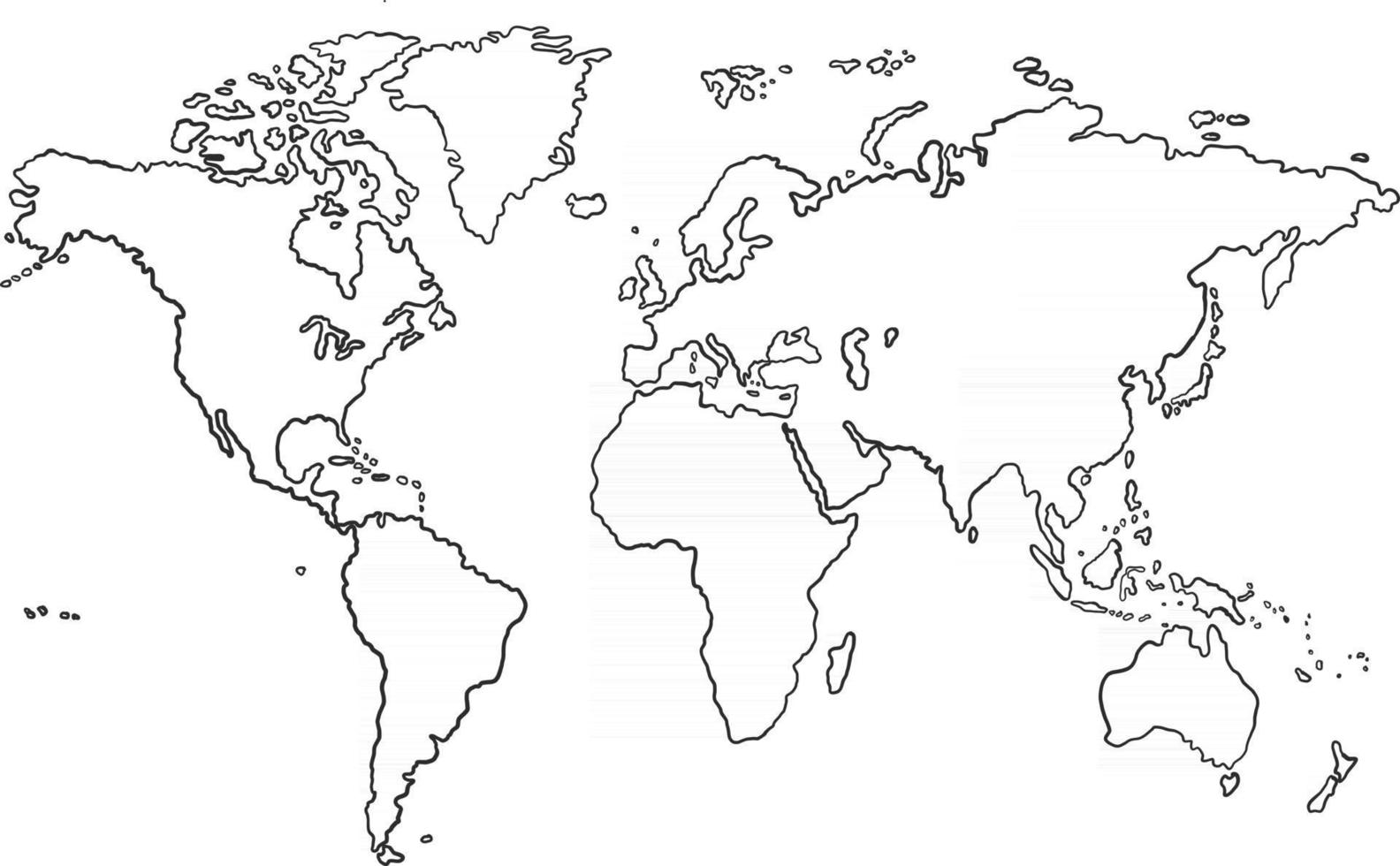 croquis de carte du monde à main levée sur fond blanc vecteur