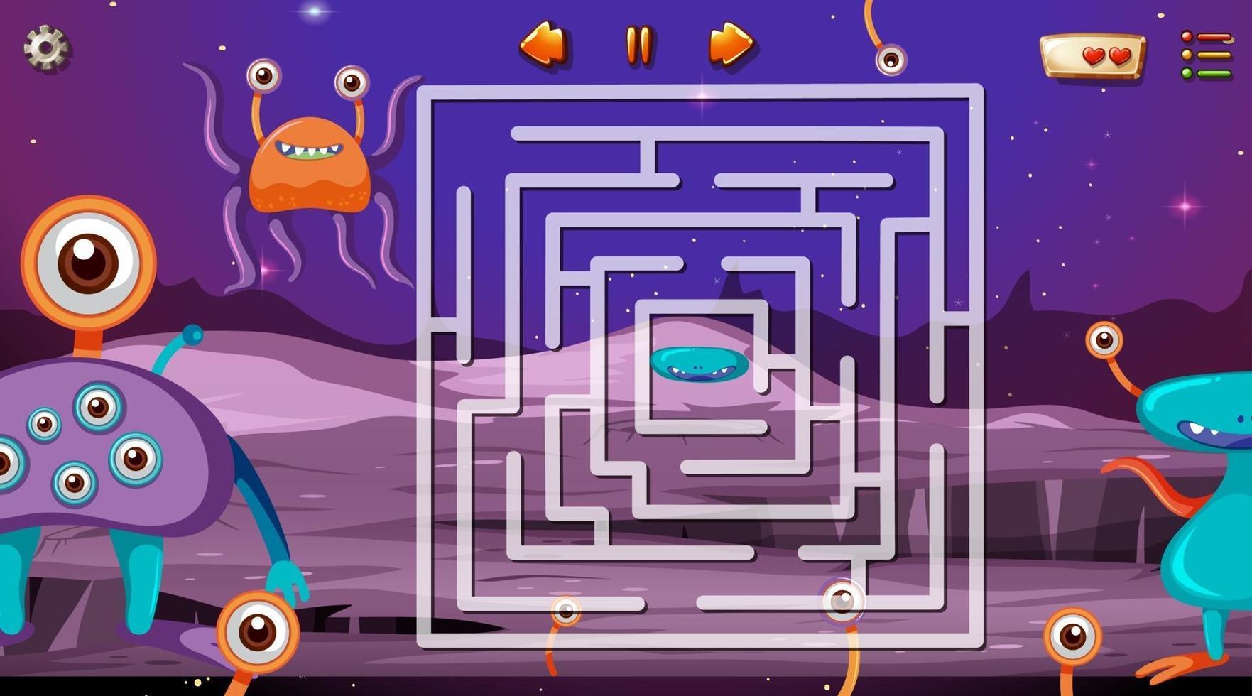 jeu de labyrinthe avec modèle de thème spatial vecteur