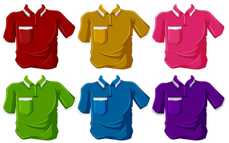 Chemises de six couleurs différentes vecteur