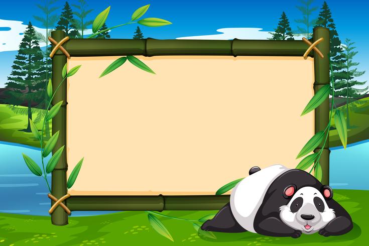 Un panda sur cadre de bambou vecteur