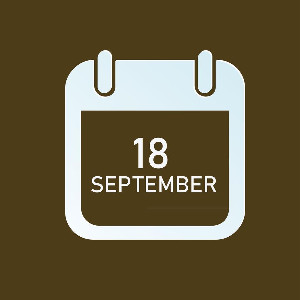 18 septembre calendrier marron design vecteur