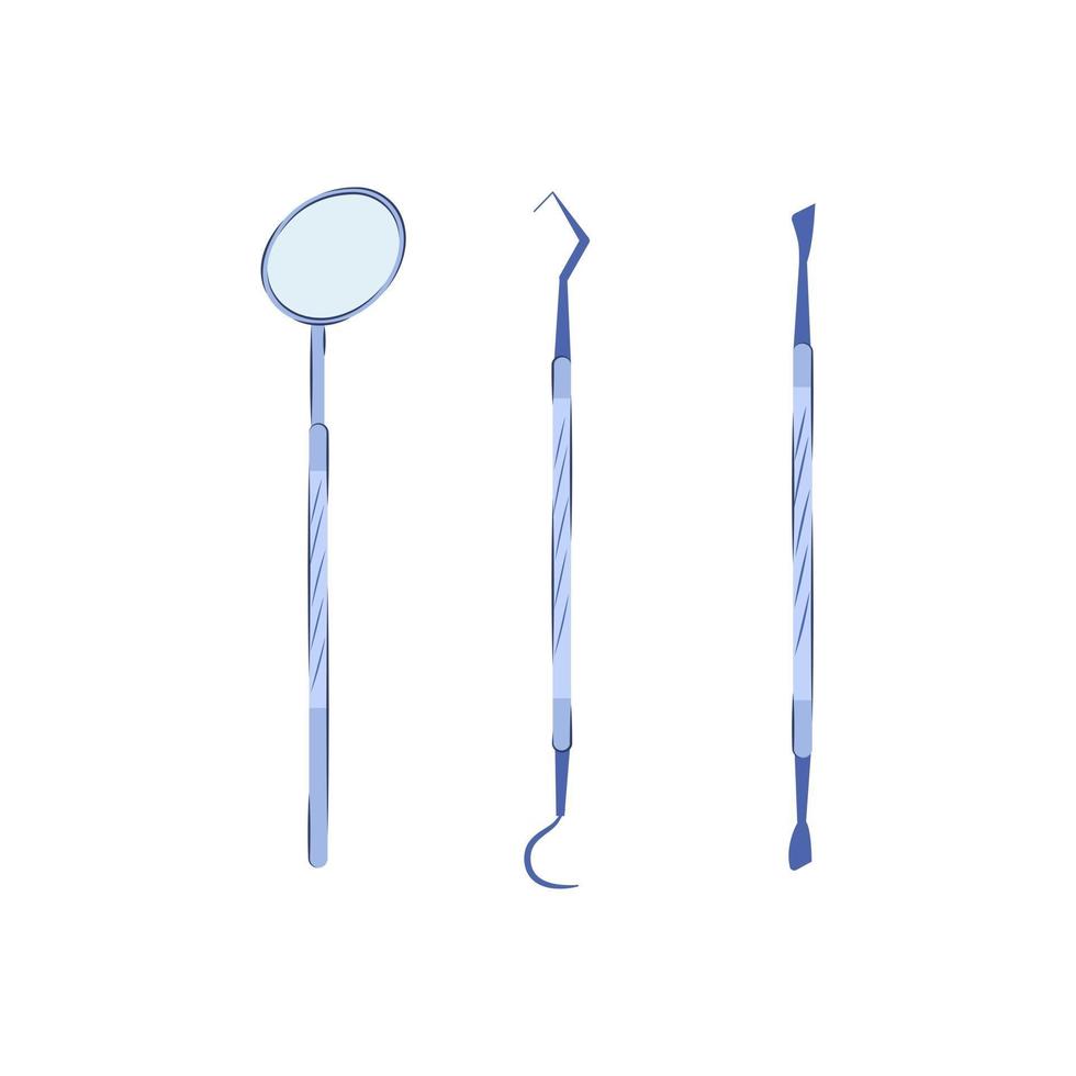 illustration vectorielle ensemble d'outils de dentiste à la main dessiner un style de dessin animé. vecteur