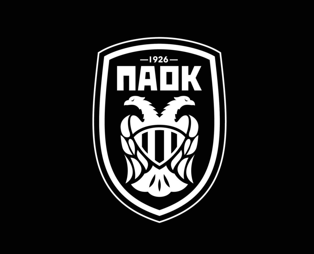 paok Thessalonique club symbole logo blanc Grèce ligue Football abstrait conception vecteur illustration avec noir Contexte