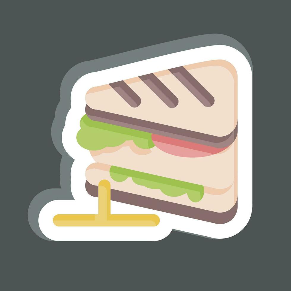 autocollant sandwich. en relation à petit déjeuner symbole. Facile conception modifiable. Facile illustration vecteur