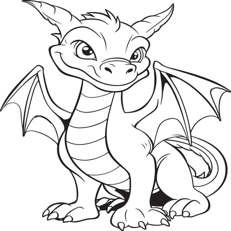 Facile dragon coloration page pour des gamins vecteur