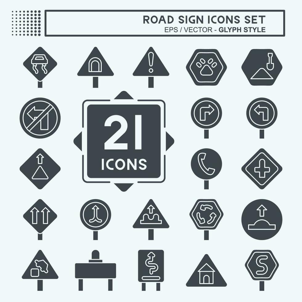 icône ensemble route signe. en relation à éducation symbole. glyphe style. Facile conception modifiable. Facile illustration vecteur