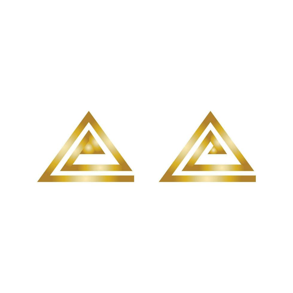 deux d'or Triangle logo Icônes isolé sur blanc Contexte vecteur