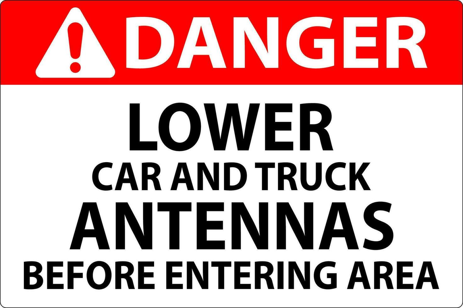 danger signe inférieur voiture et un camion antennes avant entrer zone vecteur