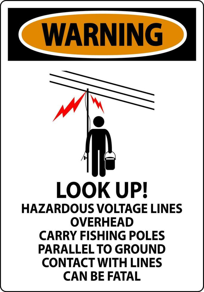 avertissement signe Regardez en haut dangereux Tension lignes aérien vecteur