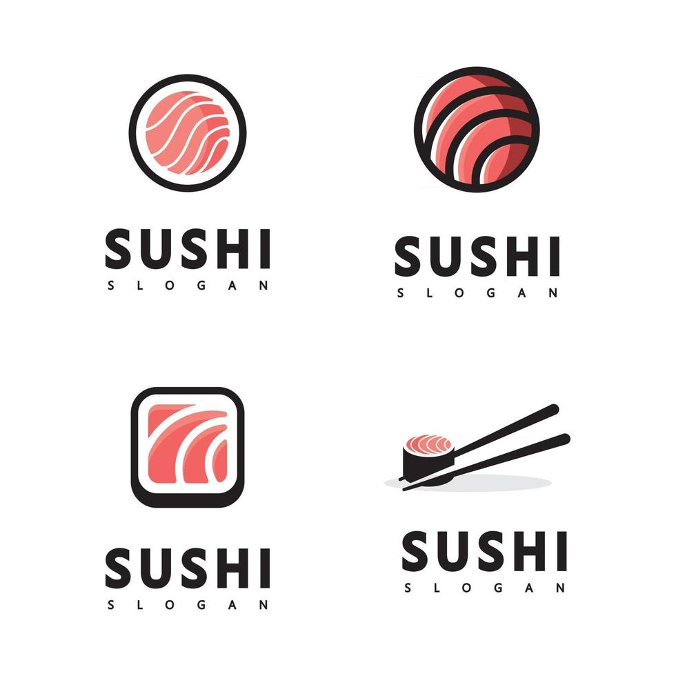 bar ou magasin d'illustration de style d'icône de logo, sushi, rouleau de saumon onigiri vecteur