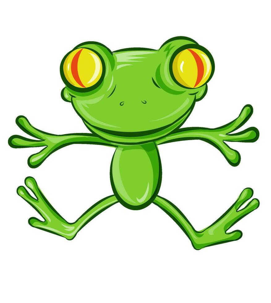 sauter grenouille dessin animé personnage . isolé sur blanc vecteur