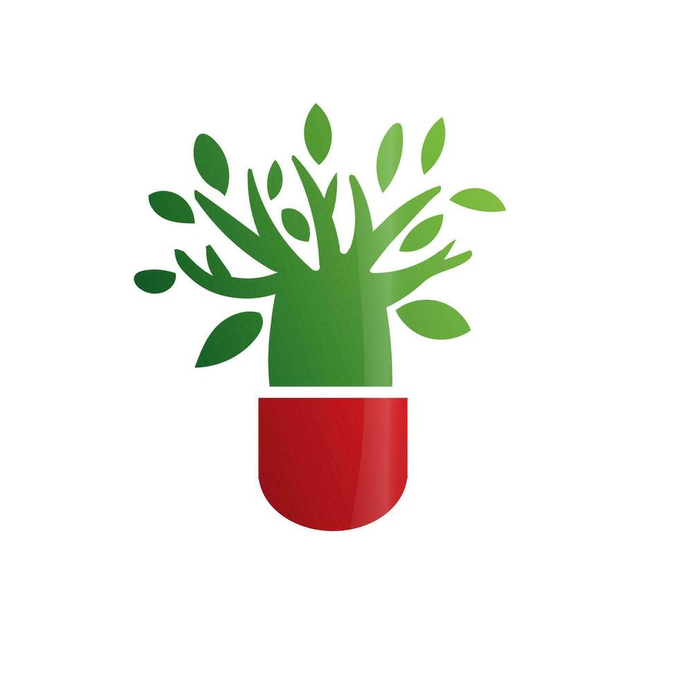 arbre plante pilule médical logo. vecteur illustration