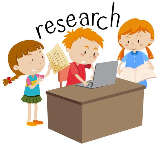 Enfants faisant de la recherche éducation flashcard vecteur