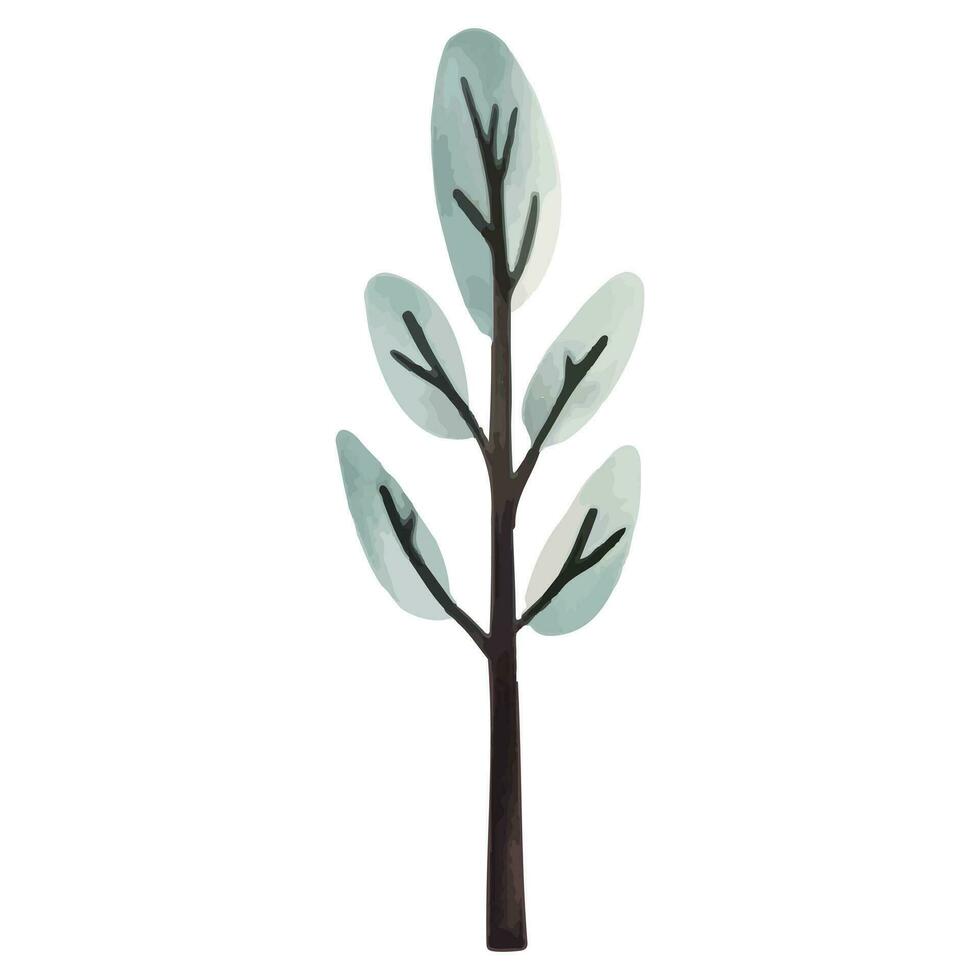 mignonne aquarelle arbre. scandinave vecteur des arbres. puéril vecteur illustration