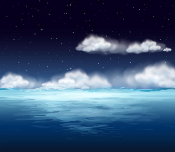 Un océan au fond de la nuit vecteur