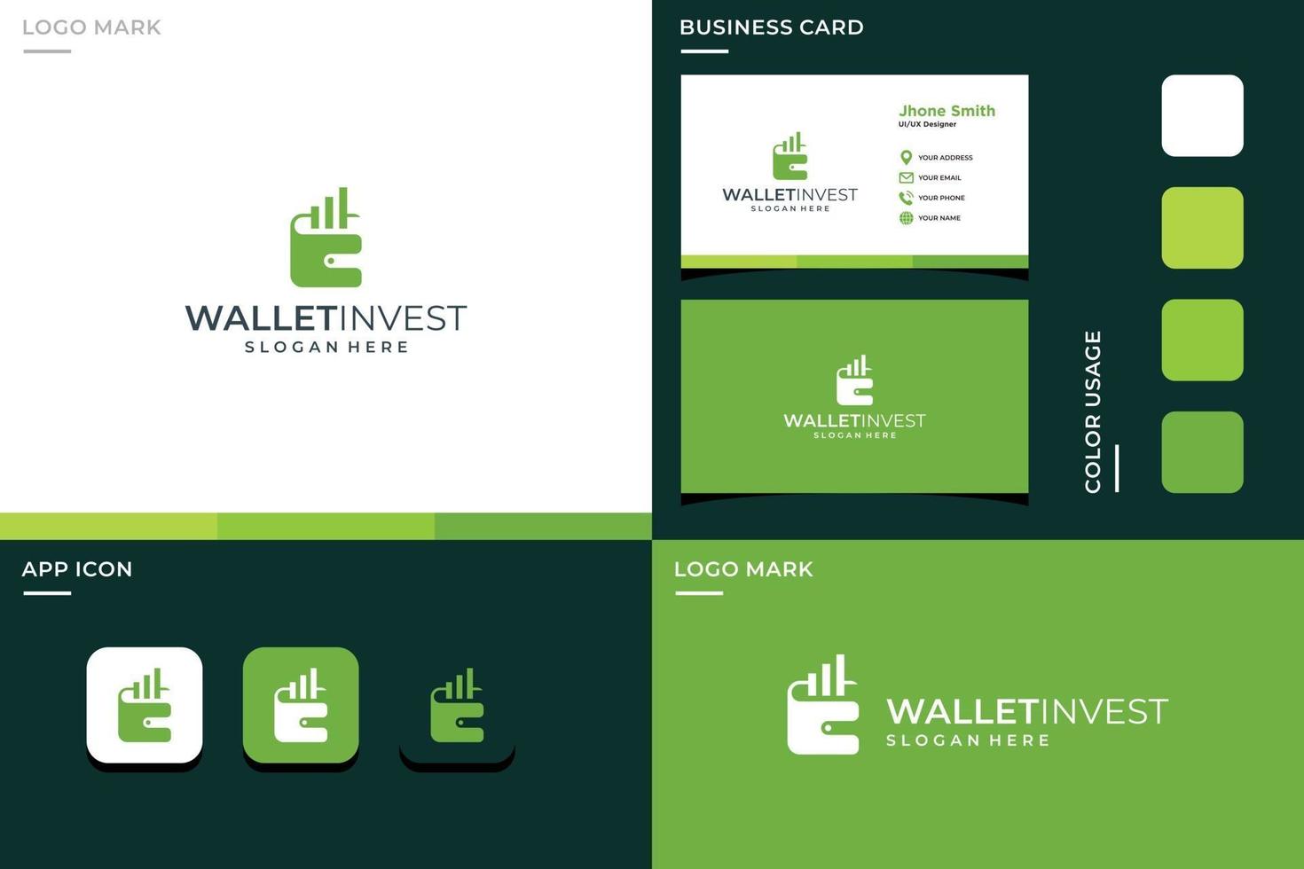 forme et croissance du logo du portefeuille, logo de la finance et de l'investissement vecteur