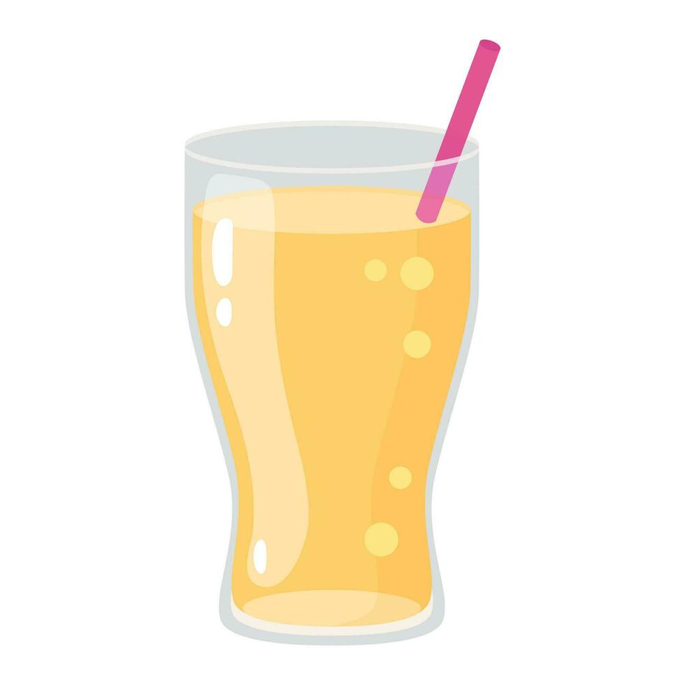 Orange jus dans une verre. tropical fruit boire. grand verre avec boisson. transparent réaliste vecteur illustration.