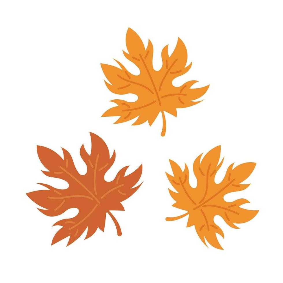 automnal érable feuilles 2d dessin animé objet. confortable l'automne saison. octobre tomber feuillage isolé vecteur article blanc Contexte. content novembre. action de grâces récolte Festival Couleur plat place illustration