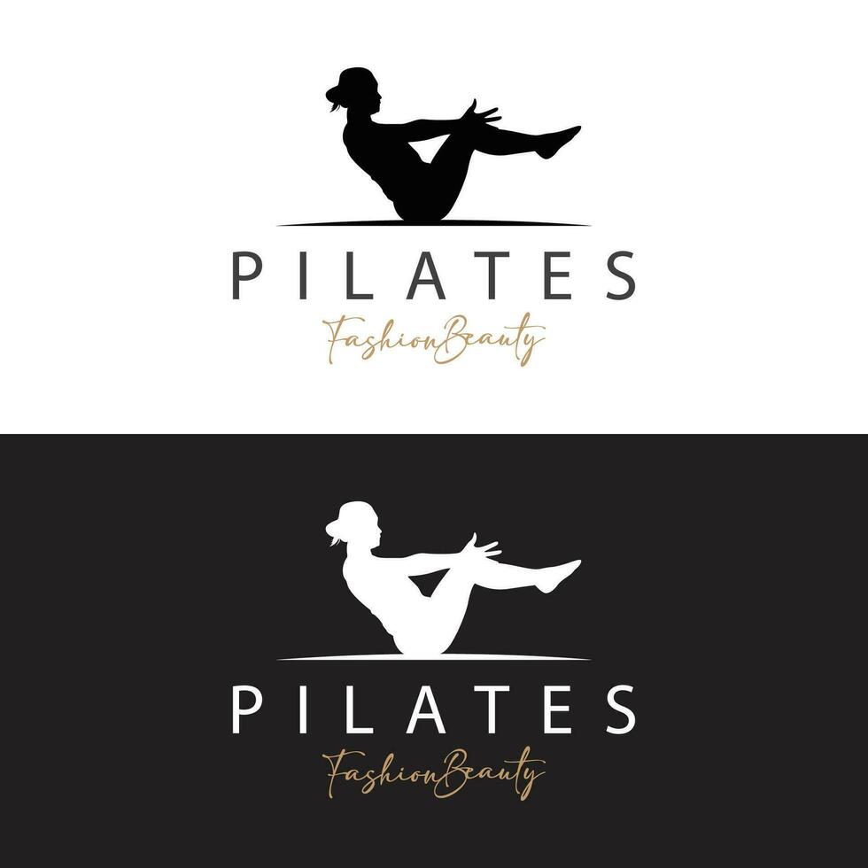 pilates pose logo, yoga logo conception vecteur modèle illustration