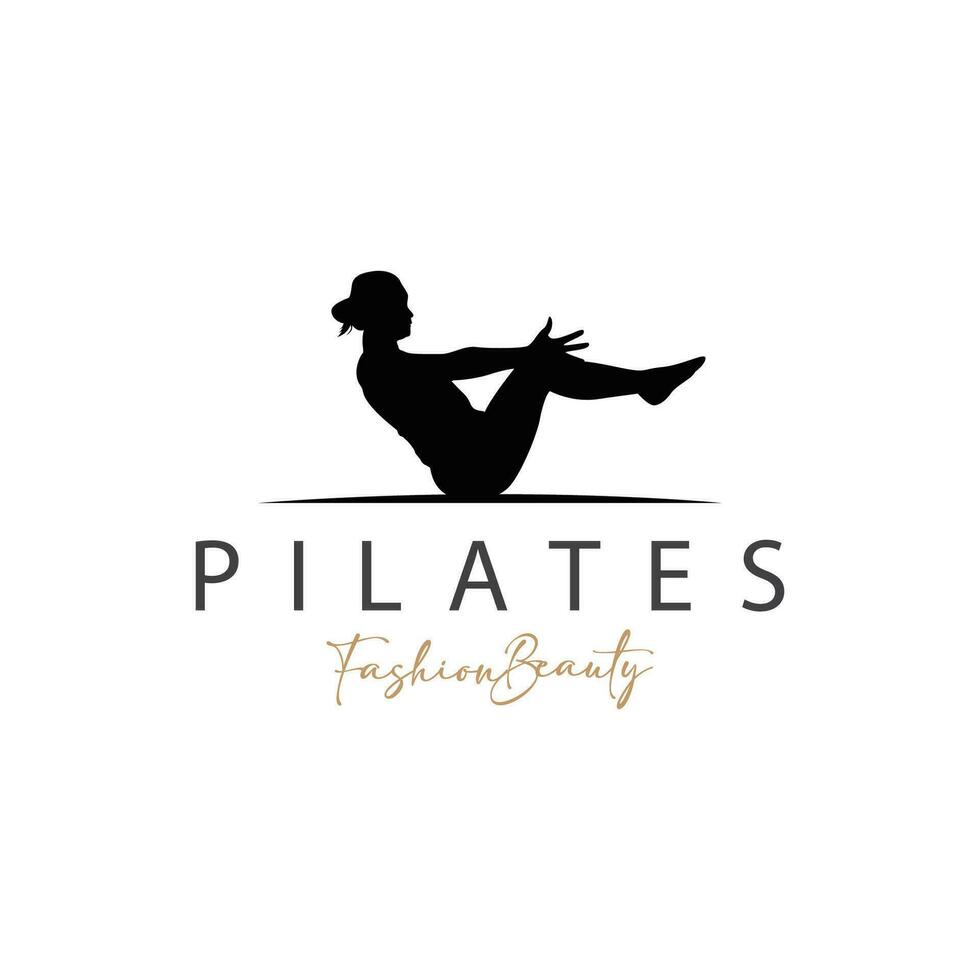 pilates pose logo, yoga logo conception vecteur modèle illustration