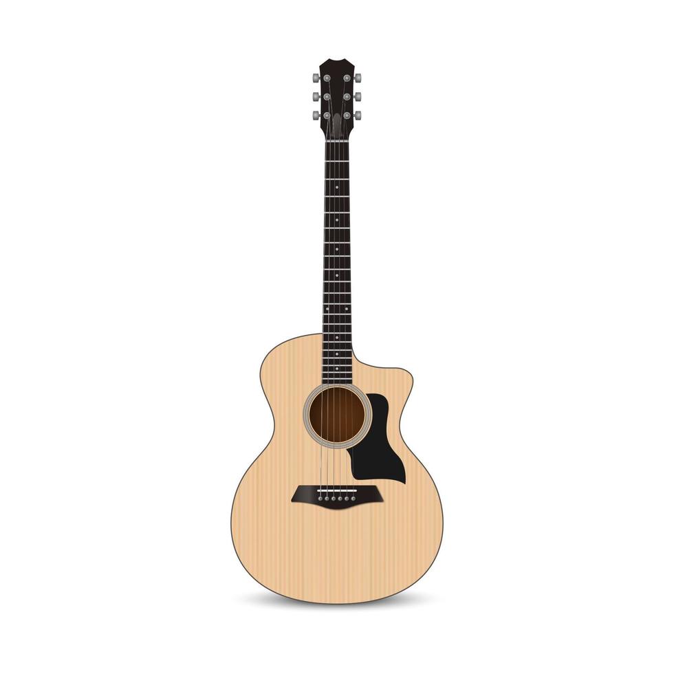 guitare acoustique réaliste isolé sur fond blanc vecteur