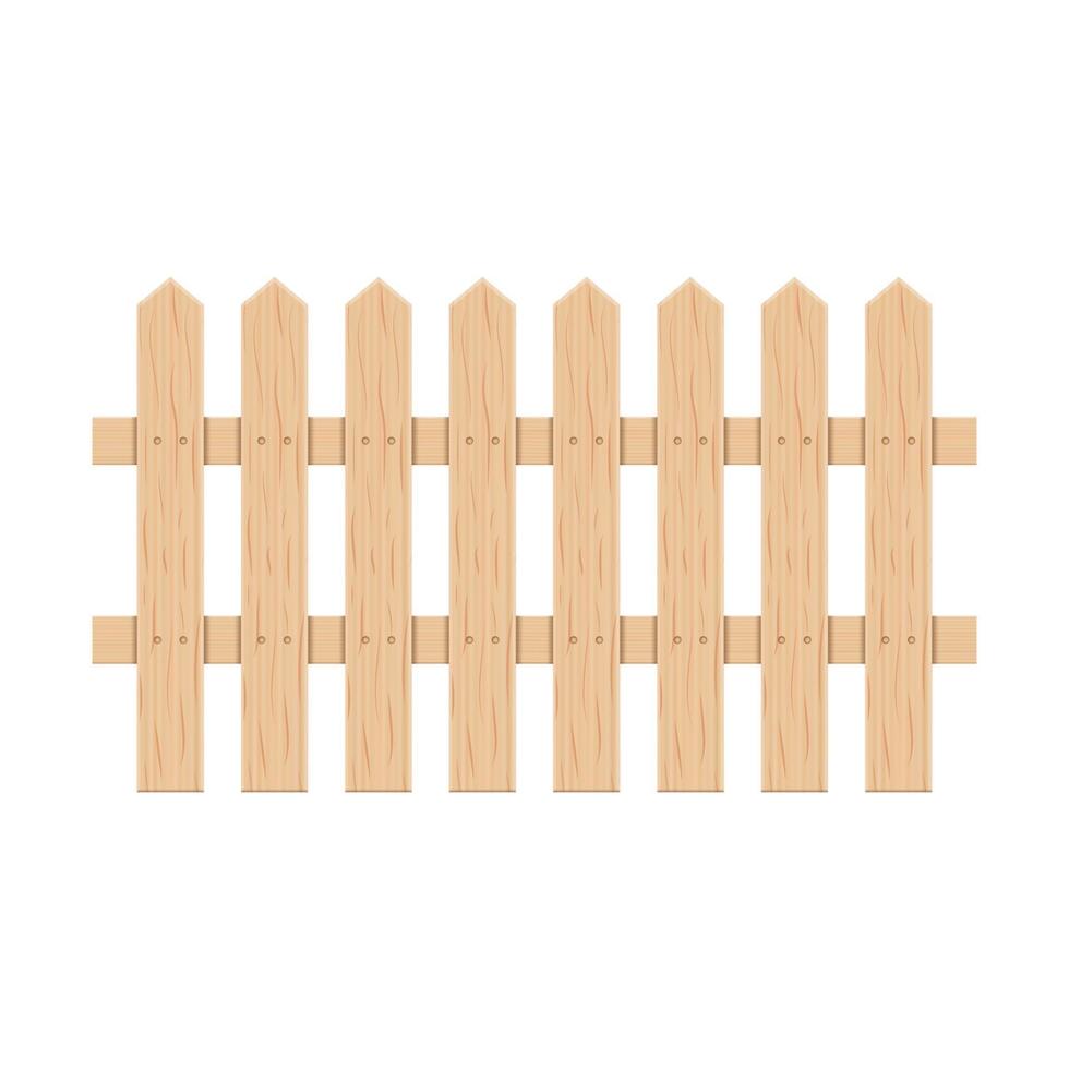 Clôture de jardin en bois de planches sur fond blanc, vector illustration