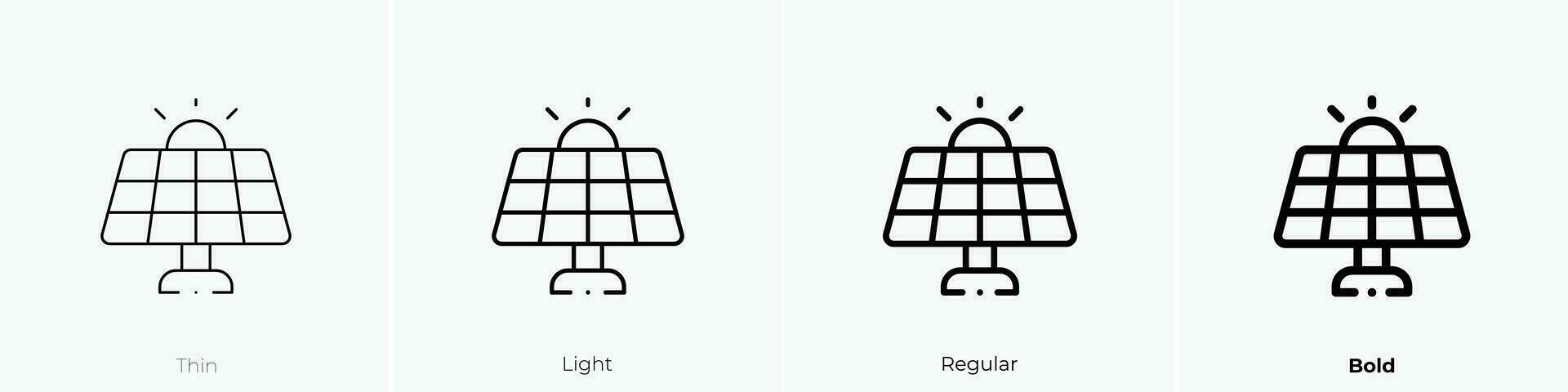 solaire énergie icône. mince, lumière, ordinaire et audacieux style conception isolé sur blanc Contexte vecteur