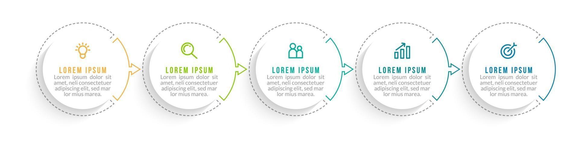 modèle d'infographie en cinq options ou étapes vecteur