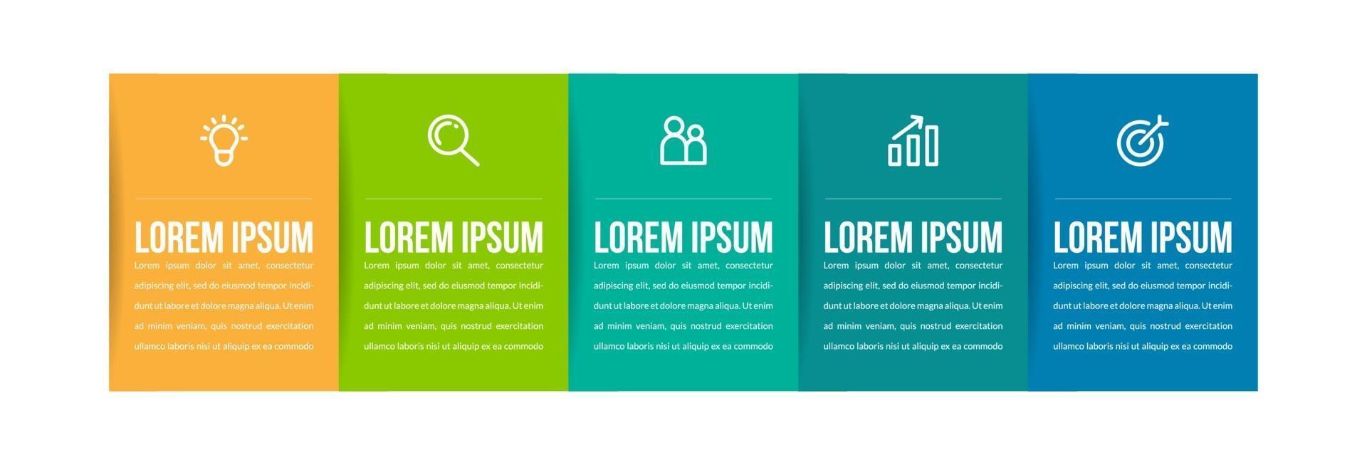 éléments abstraits du graphique, diagramme avec 5 processus vecteur